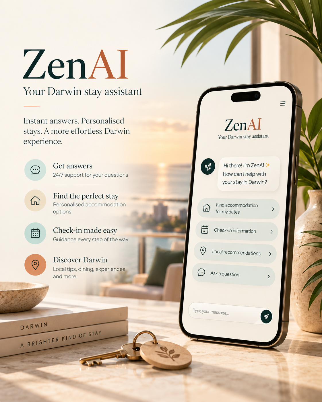 Zenai, the Zen Luxury Retreats Darwin stay assistant