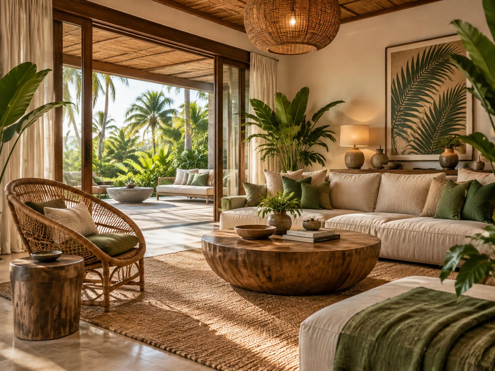 Styled tropical living room in a managed Darwin home